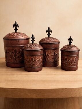 VTG Odi Hammered Copper Canister Set Of 4 Nesting Canister Made In India